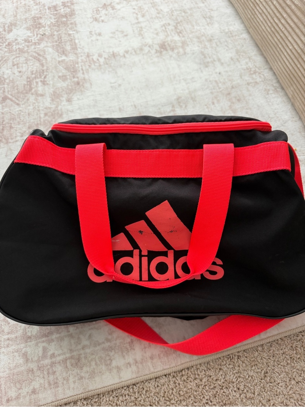 ADIDAS -  Black & Bright Pink Logo Duffel Bag